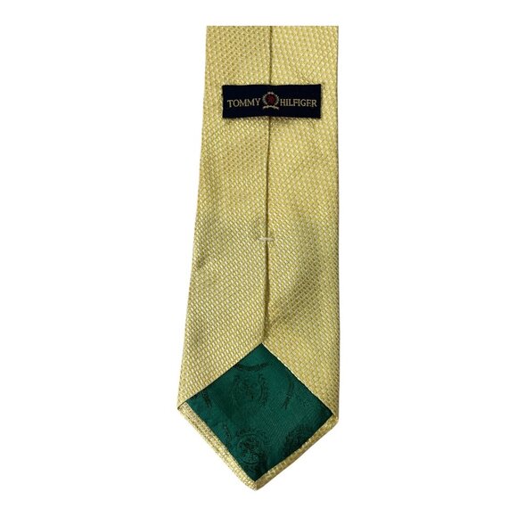 Tommy Hilfiger 100% Silk Tie Yellow Geometric Pattern Made in USA - Picture 4 of 5